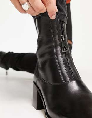 zip front heeled boots