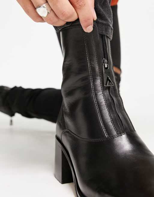 Zip front hot sale heeled boots