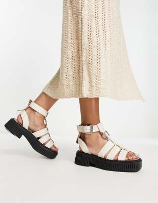 ASRA ASRA Paxton chunky sandals in rice leather-White