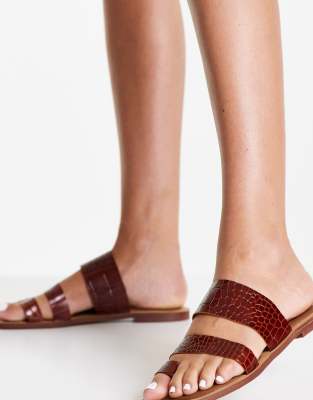 brown croc slides