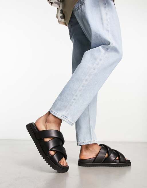 ASRA – Saito – Ledersandalen in Schwarz mit überkreuzten Riemchen