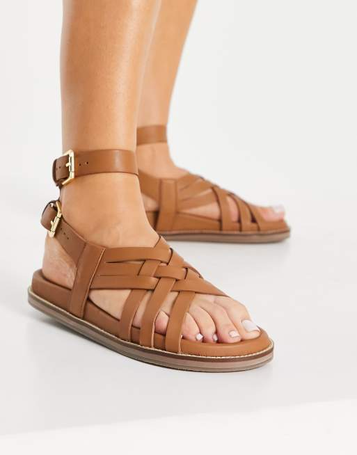 Tan leather gladiator store sandals