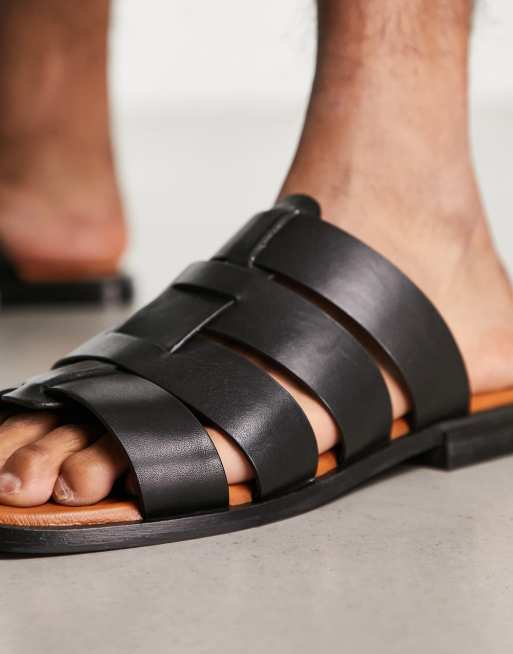 ASRA Sani flat sandals in spice black leather , 4 of 4