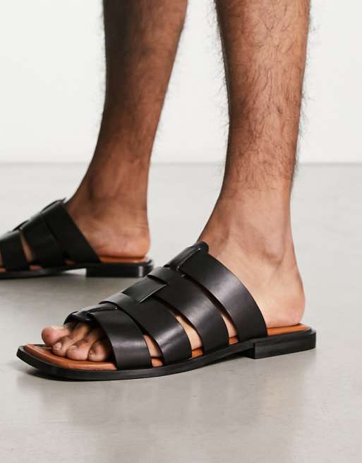 ASRA – Sani – Svarta platta sandaler i läder , 2 av 4