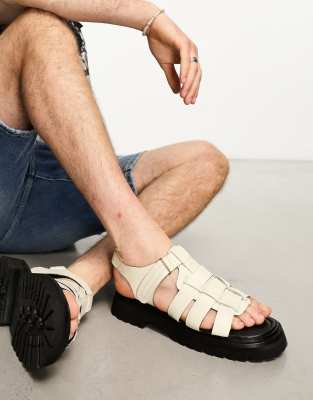 ASRA - Saxby - Sandali stile pescatore in pelle color cocco