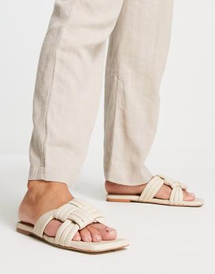 ASRA ASRA Sebra leather flat sandals in white