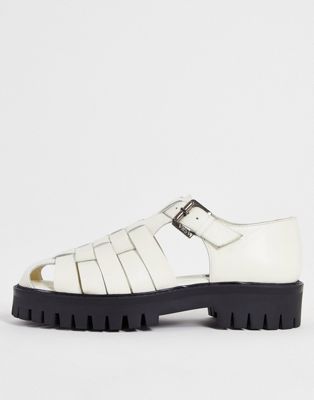 Asra Secko chunky woven sandals in white leather - ASOS Price Checker