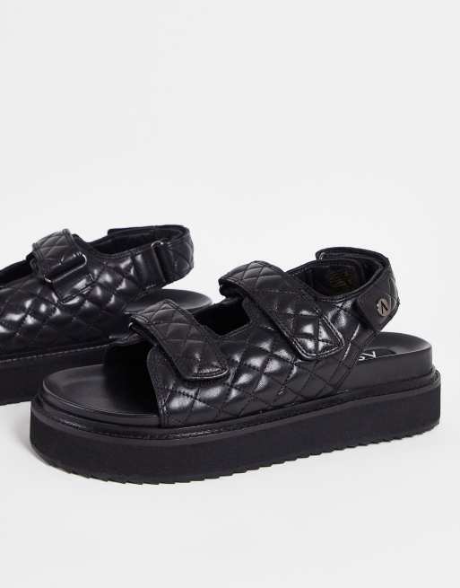 Quilted discount black sandals