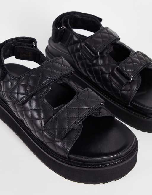 Asra secret chunky quilted sandals in black leather ASOS