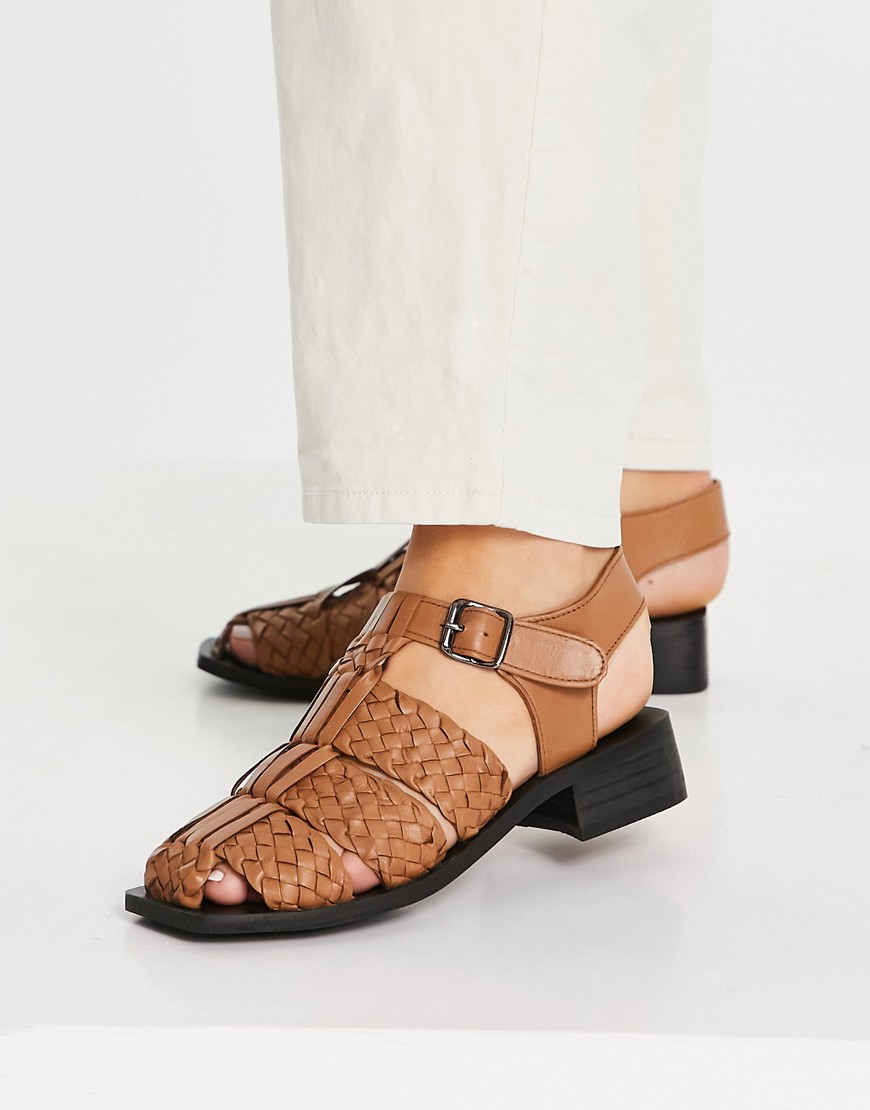 ASRA Shay woven sandals in tan leather-Brown