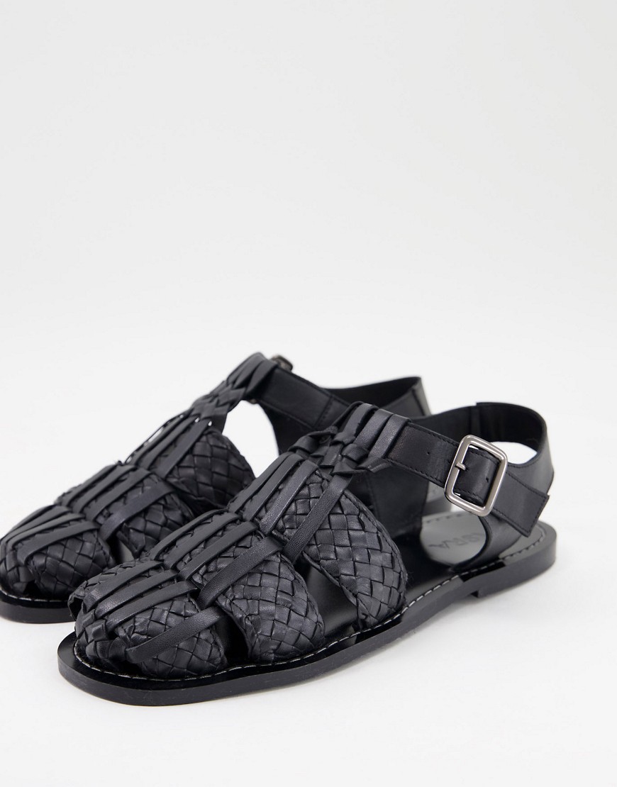 Asra sicily woven closed toe sandals in black