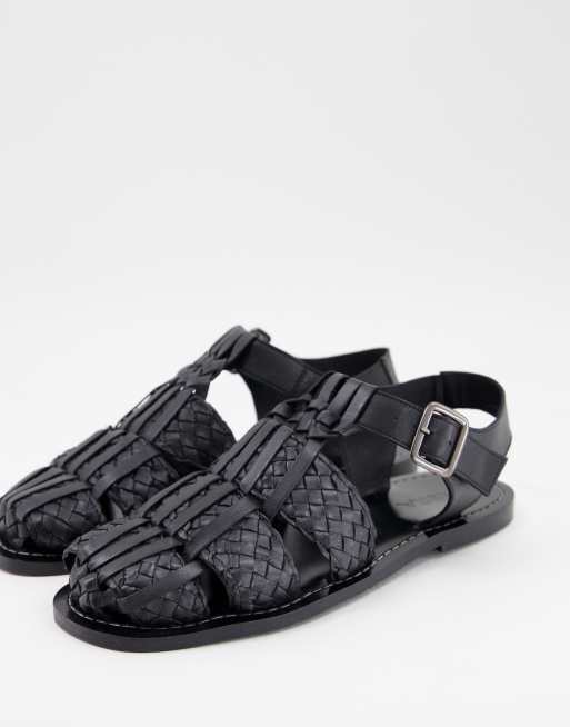 Asra sicily woven closed toe sandals in black | ASOS