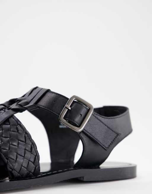 Asra sicily woven closed toe sandals in black