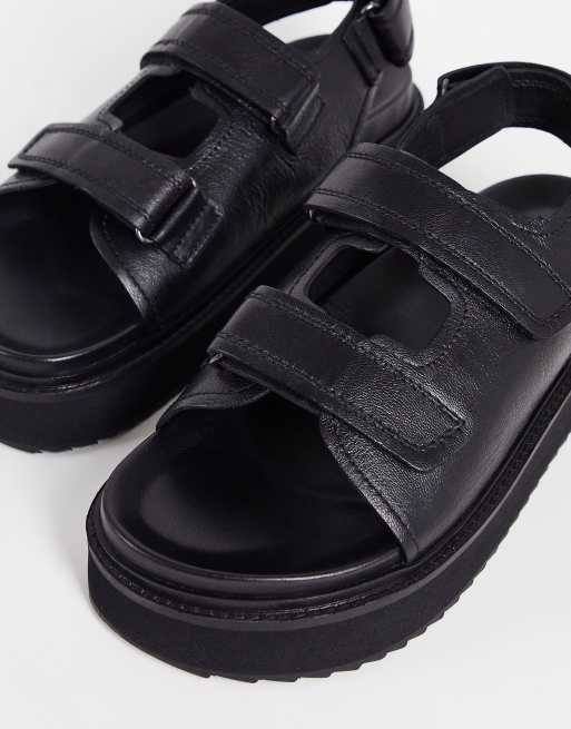 Asra soba chunky sandals in black leather ASOS