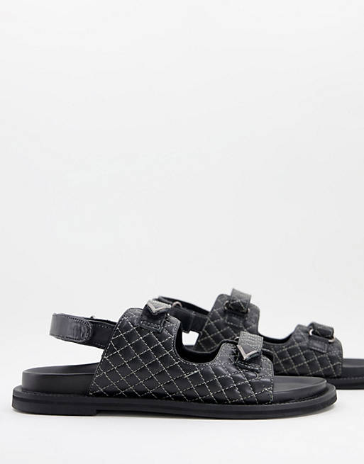 Asra sojo quilt slingback sandals in black