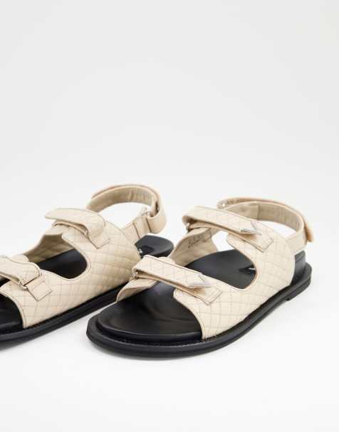 Asra sojo quilt slingback sandals in bone leather - view 1