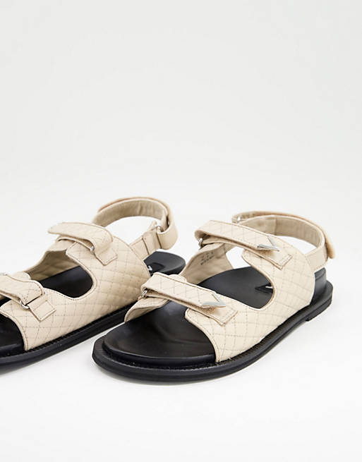 Asra sojo quilt slingback sandals in bone leather