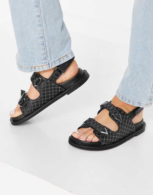 ASRA Sojo quilted chunky grandad sandals in black leather ASOS