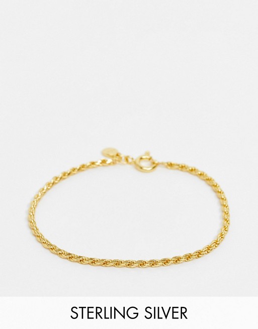 Astrid and Miyu rope chain bracelet in sterling silver gold plate