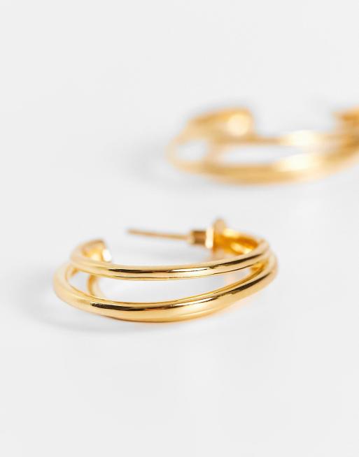 Astrid & Miyu – 18k guldpläterade creoler i sterlingsilver med trippeldesign , 2 av 4