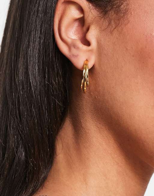 Astrid & Miyu – 18k guldpläterade creoler i sterlingsilver med trippeldesign , 3 av 4