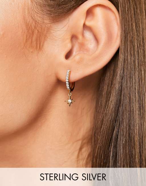 Astrid & Miyu - 18k vergulde oorbellen in sterling zilver met ster en kristalletjes