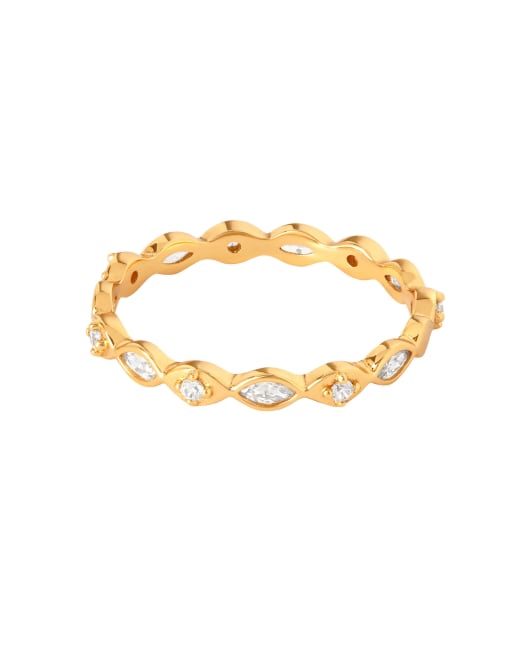 Astrid & Miyu - Anello a fascia in argento sterling placcato oro 18 ct con cristalli - GOLD