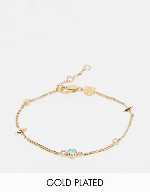 Astrid & Miyu - Bracciale placcato in oro 18 ct con opale e stelline