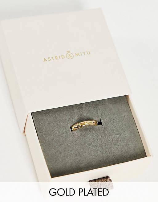 Astrid & Miyu celestial band ring in 18kt gold plate | ASOS