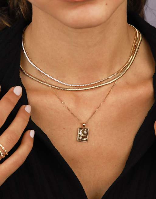 Astrid & Miyu celestial pendant necklace in 18kt gold plate, 2 of 4