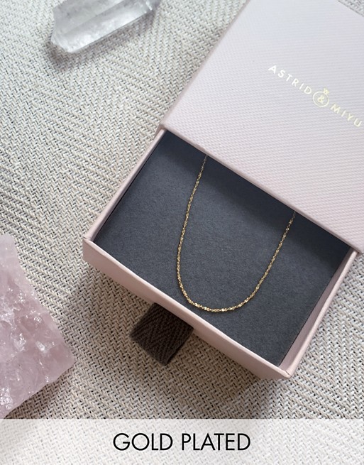 Astrid & Miyu charm collection short twist chain necklace in sterling silver gold plate