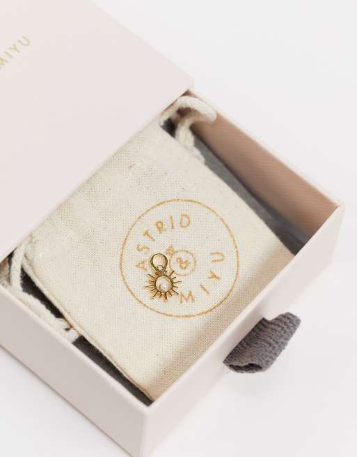 Astrid & Miyu charm collection sun & pearl earring charm in gold, 2 of 4