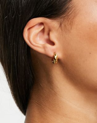 Astrid & Miyu chunky twist hoop earrings in 18k gold plate