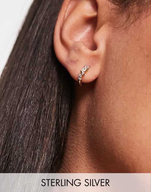 Astrid & Miyu - Créole céleste unique en argent massif plaqué or 18 carats 