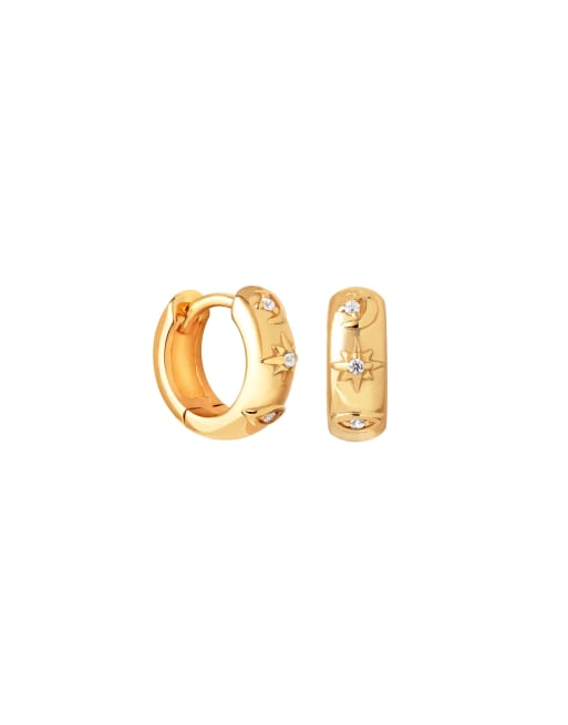 Astrid & Miyu - Créoles à motif céleste en plaqué or 18 carats