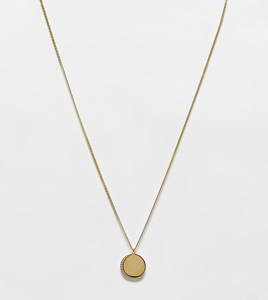 Astrid & Miyu Crystal Crescent Pendant Necklace In 18K Gold Plate