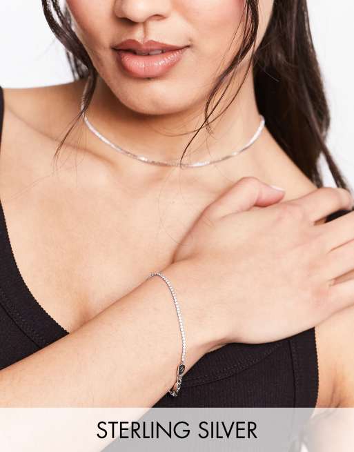 Astrid & Miyu crystal tennis bracelet in sterling silver ASOS