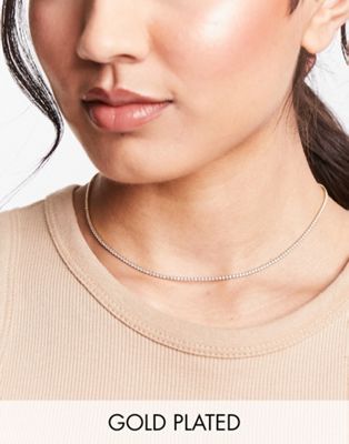 Astrid & Miyu crystal tennis necklace in 18k gold plated