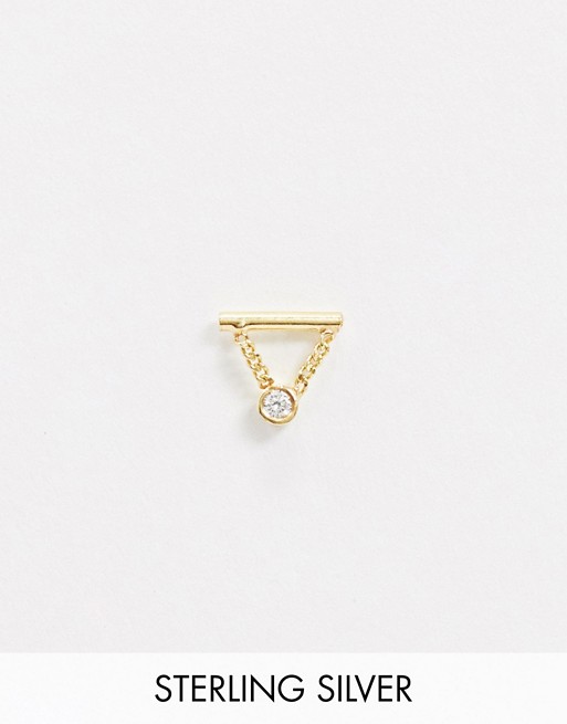 Astrid & Miyu diamond chain barbell single earring in gold