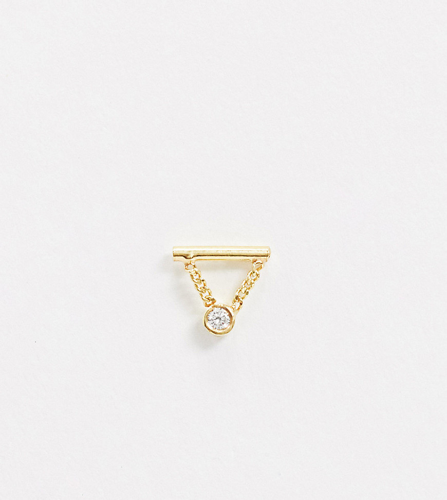 Astrid & Miyu diamond chain barbell single earring in gold