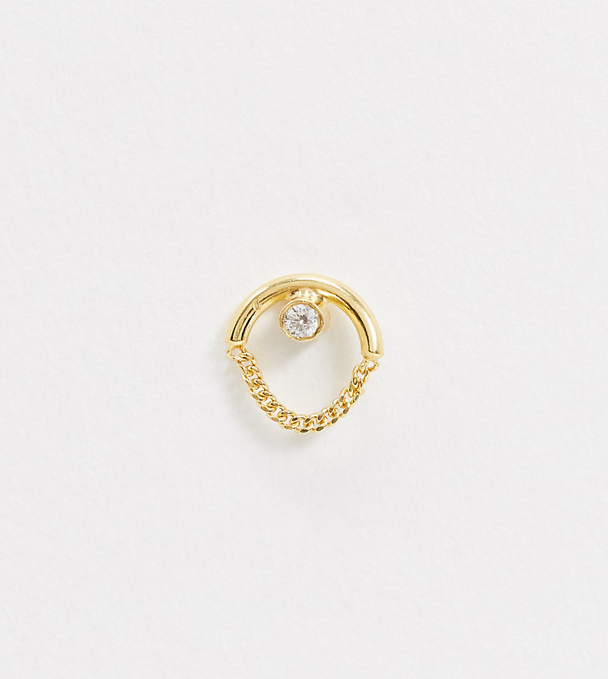 Astrid & Miyu diamond halo chain barbell single earring in gold