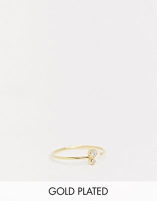 Astrid & Miyu - Dubbele ring met diamantjes in goud