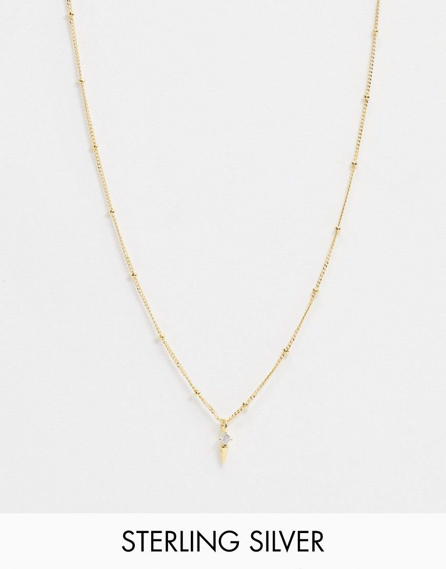 Astrid & Miyu Exclusive Sterling Silver 18k Gold Plated Pendant Necklace On Satellite Chain