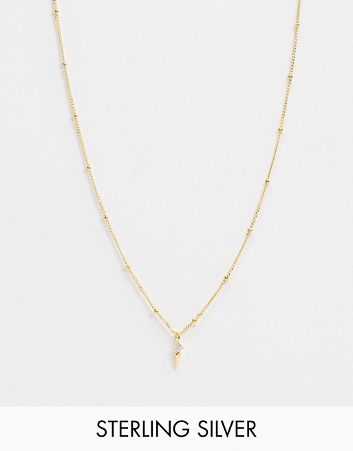 Astrid & Miyu exclusive sterling silver 18K gold plated pendant necklace on satellite chain