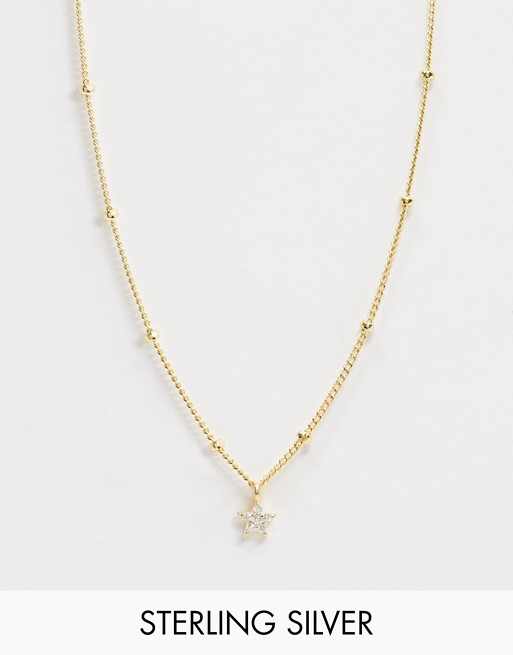Astrid & Miyu exclusive sterling silver 18K gold plated star pendant necklace on satellite chain