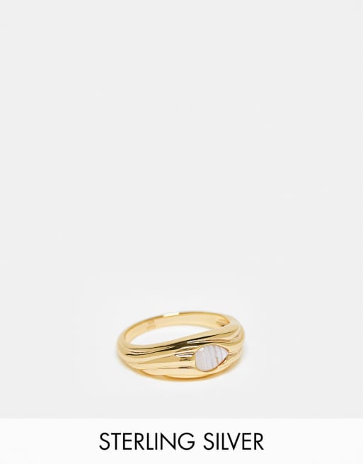 Astrid & Miyu gold plated wave dome ring with lavender quartz stone