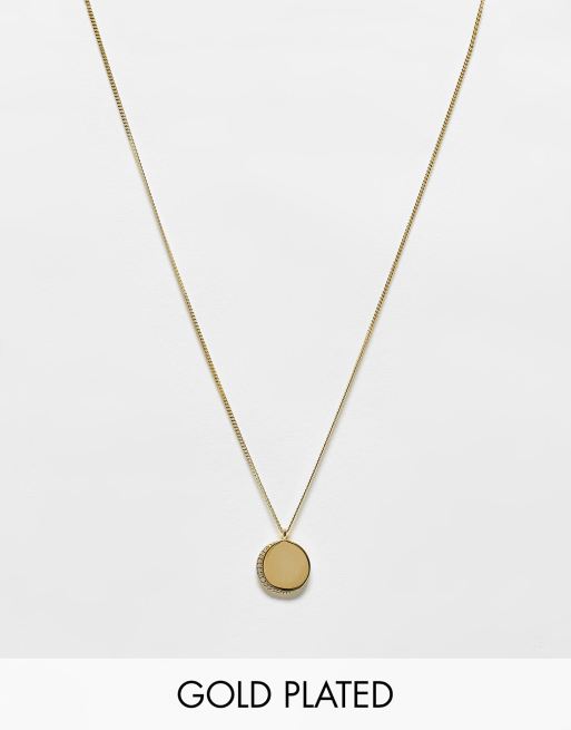 Astrid & Miyu - Halskæde med nymåne-design, imiterede krystaller og belægning i 18 k guld