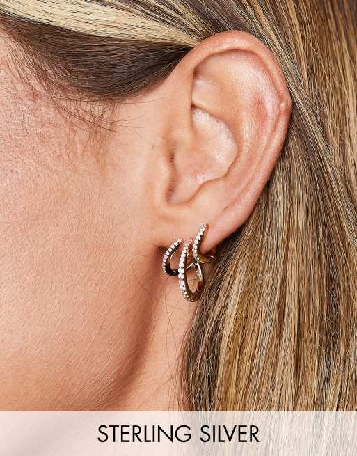 Astrid & Miyu illusion hoop earrings in sterling silver gold plate with