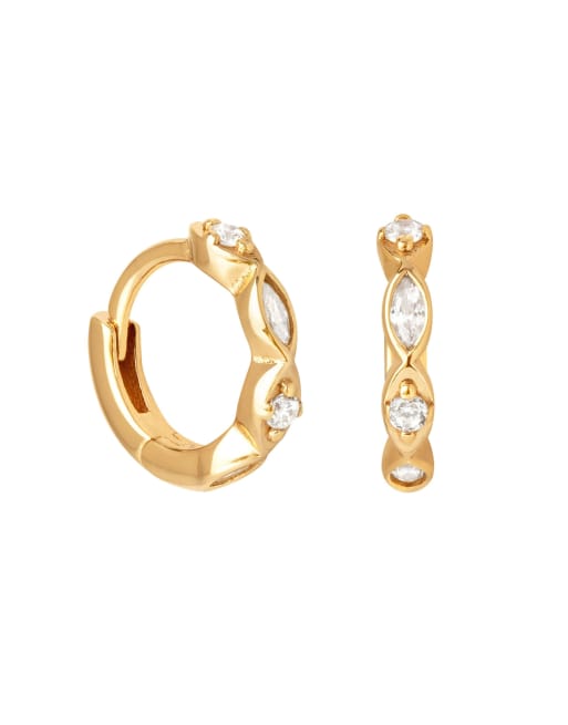 Philip Jones Orecchini Donna Con Tre Pietre E Cristalli Zircondia, Placcati In Argento, Ipoallergenici