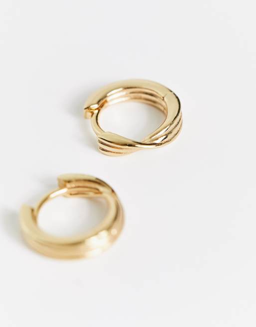 Astrid & Miyu - Orecchini a cerchio piccoli intrecciati in argento sterling placcato oro